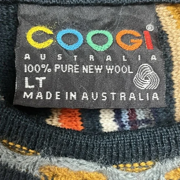 Vintage 90s COOGI Classic Sweater Size LT Knit Color 100% Pure New Wool - Picture 3 of 4